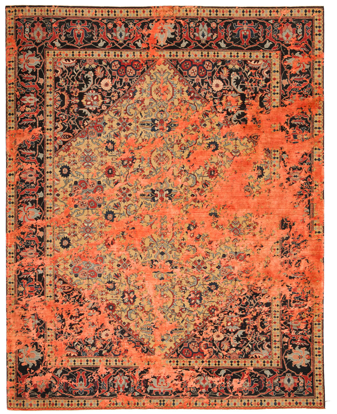 Tappeto Serapi Queensbury Sky Giallo Neon Arancio Seta