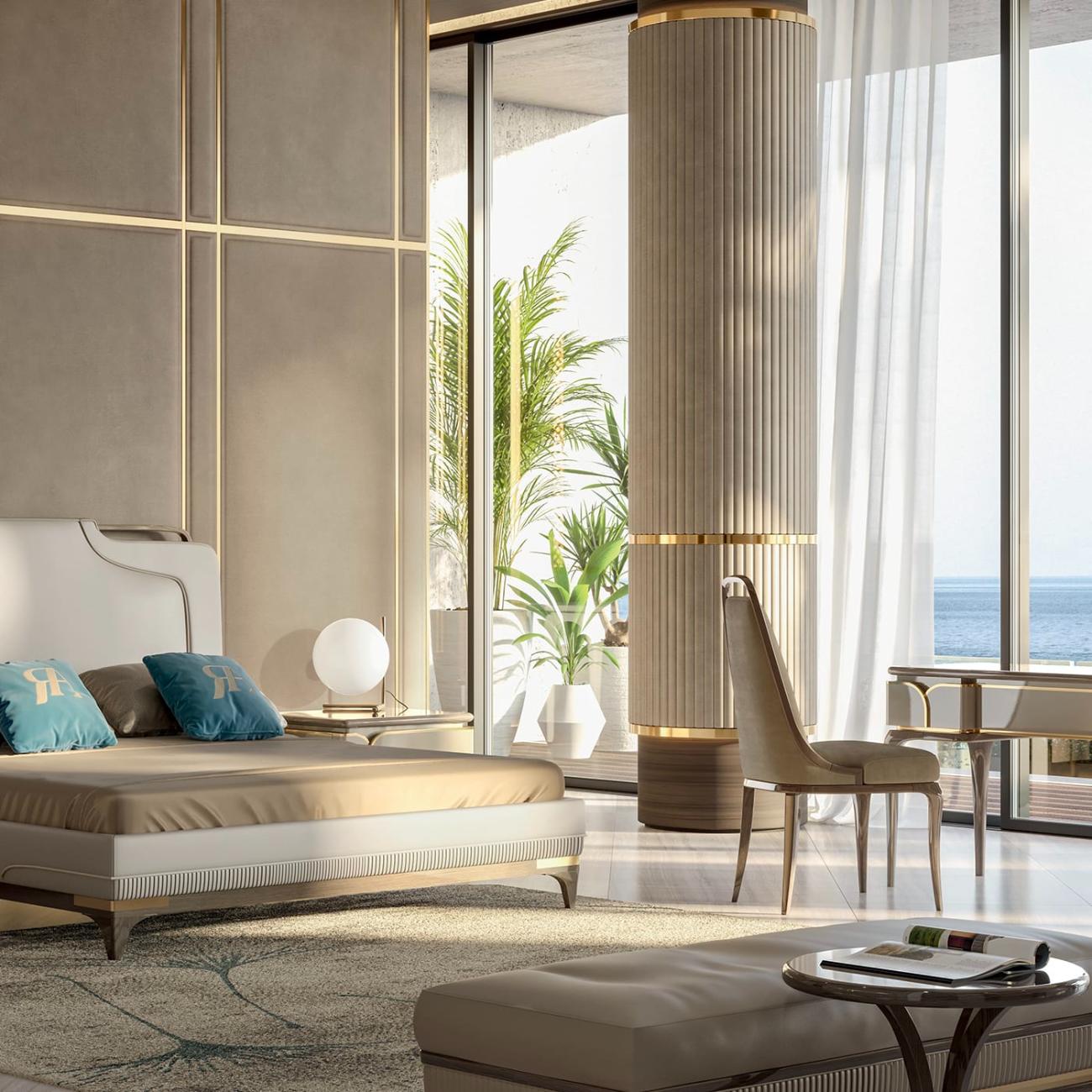 Letto in Pelle Beige | Misura del materasso: 200 × 200 cm