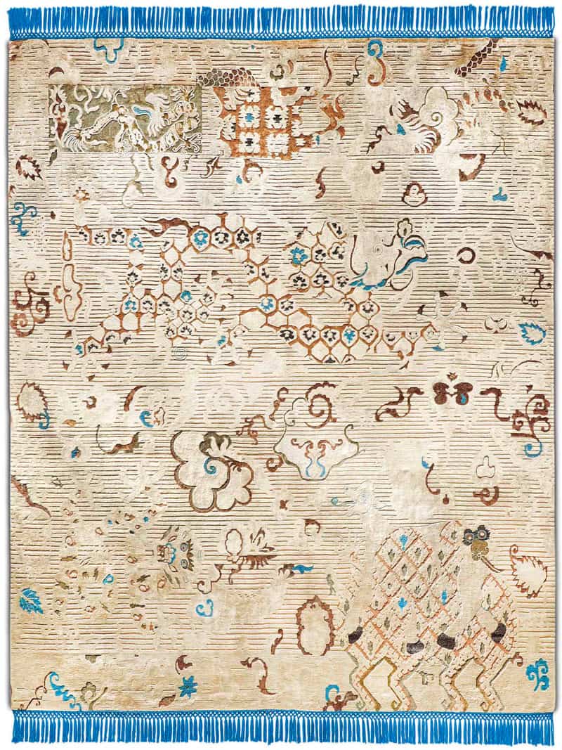 Tappeto Annodato Dragon Blu/Beige | Misura: 305 × 427 cm