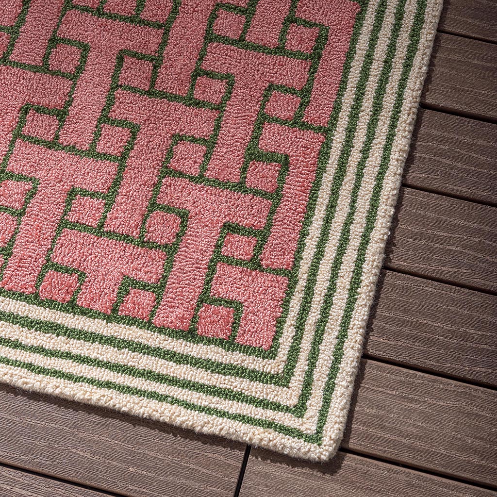 Tappeto TB T Monogram Rosa Polvere Per Esterni | Misura: 200 × 280 cm