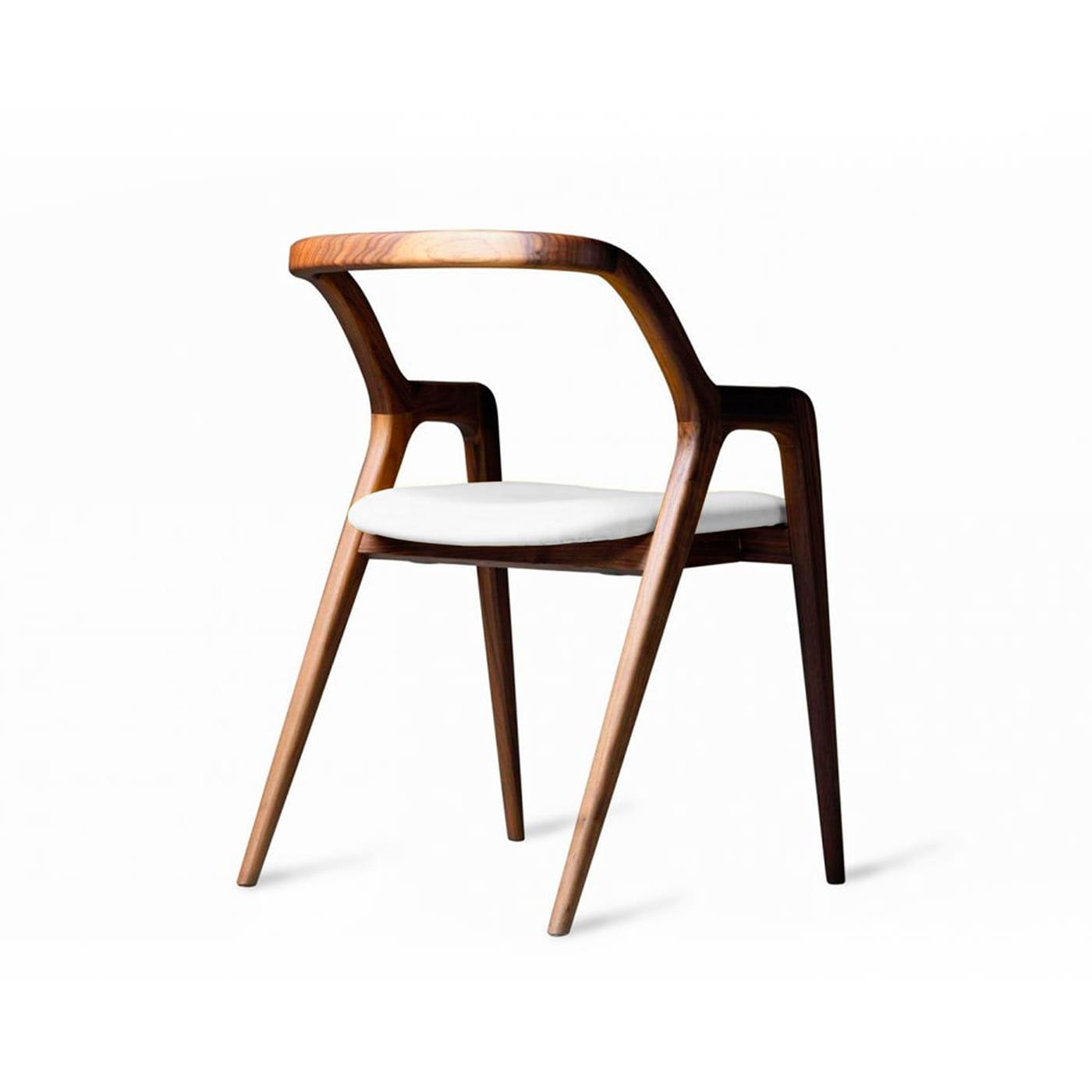 Sedia In Breve Noce Naturale | Rivestimento: Leather PANDORA 602