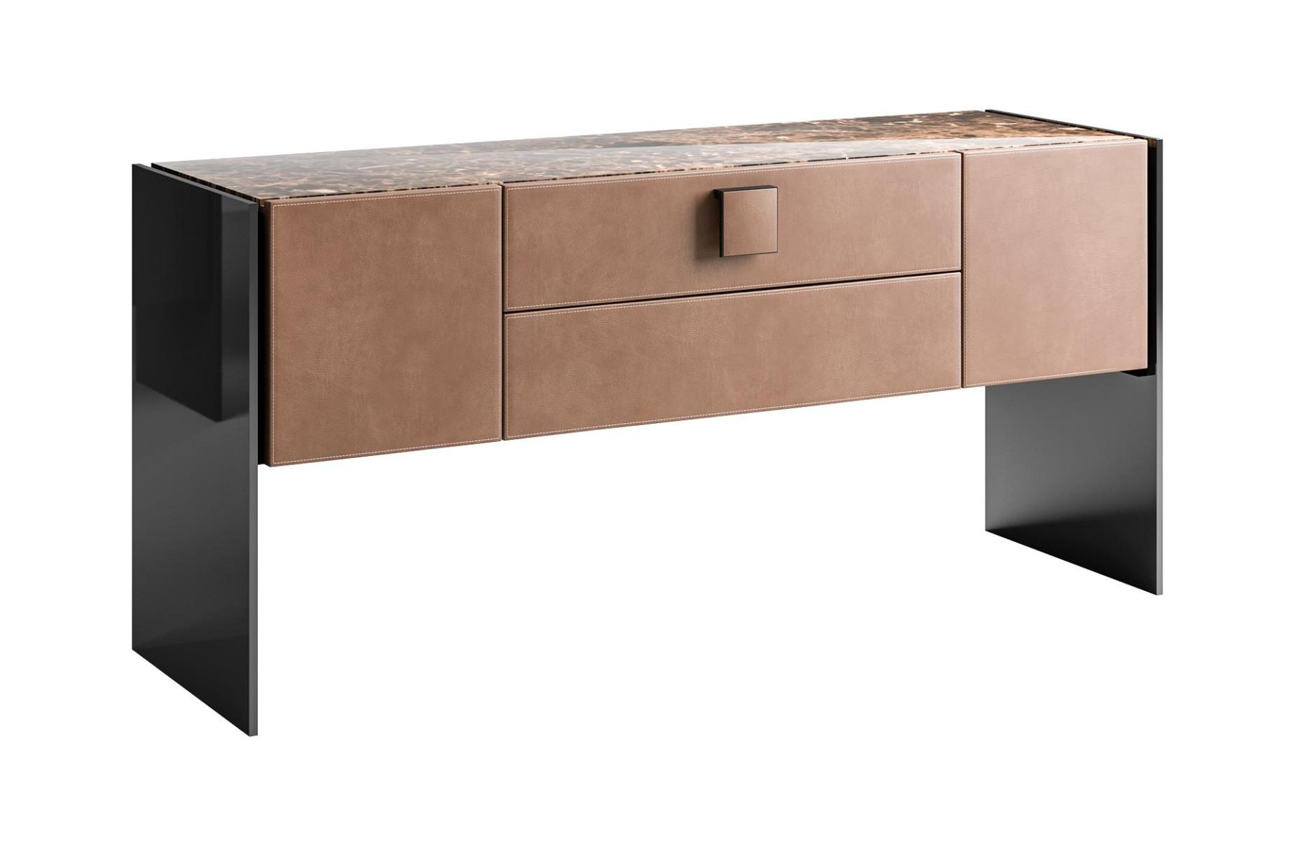Credenza Top Marmo Ante Pelle Credenza Top Marmo Ante Pelle