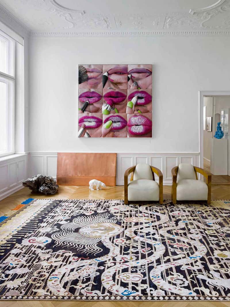 Tappeto Annodato Dragon Nero/Oro | Misura: 140 × 210 cm
