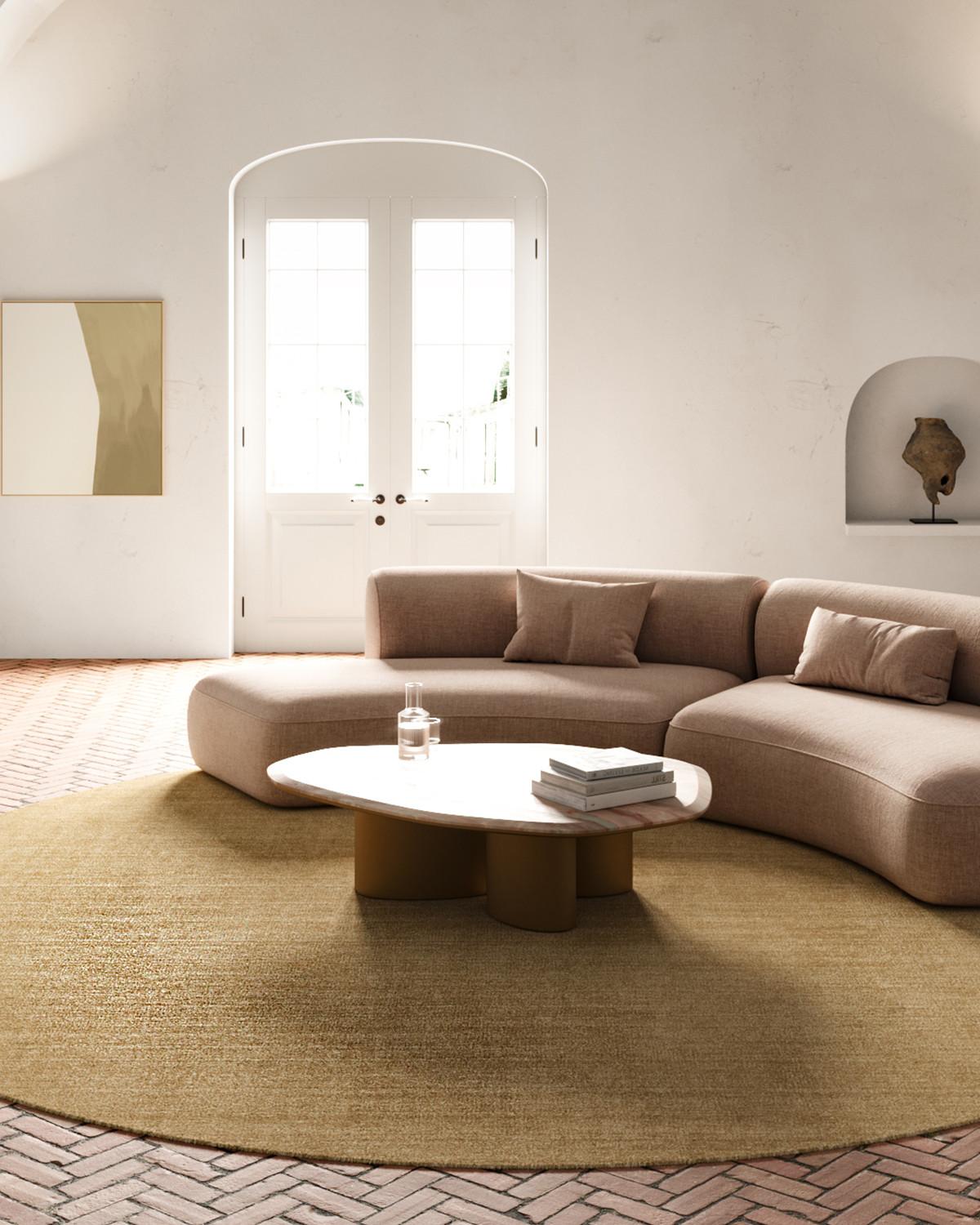 Tappeto Seta Bambù Oro Rotondo | Misura: Ø 250 cm