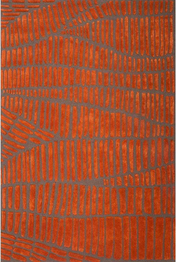 Tappeto Enia Lana/Viscosa Arancio/Grigio