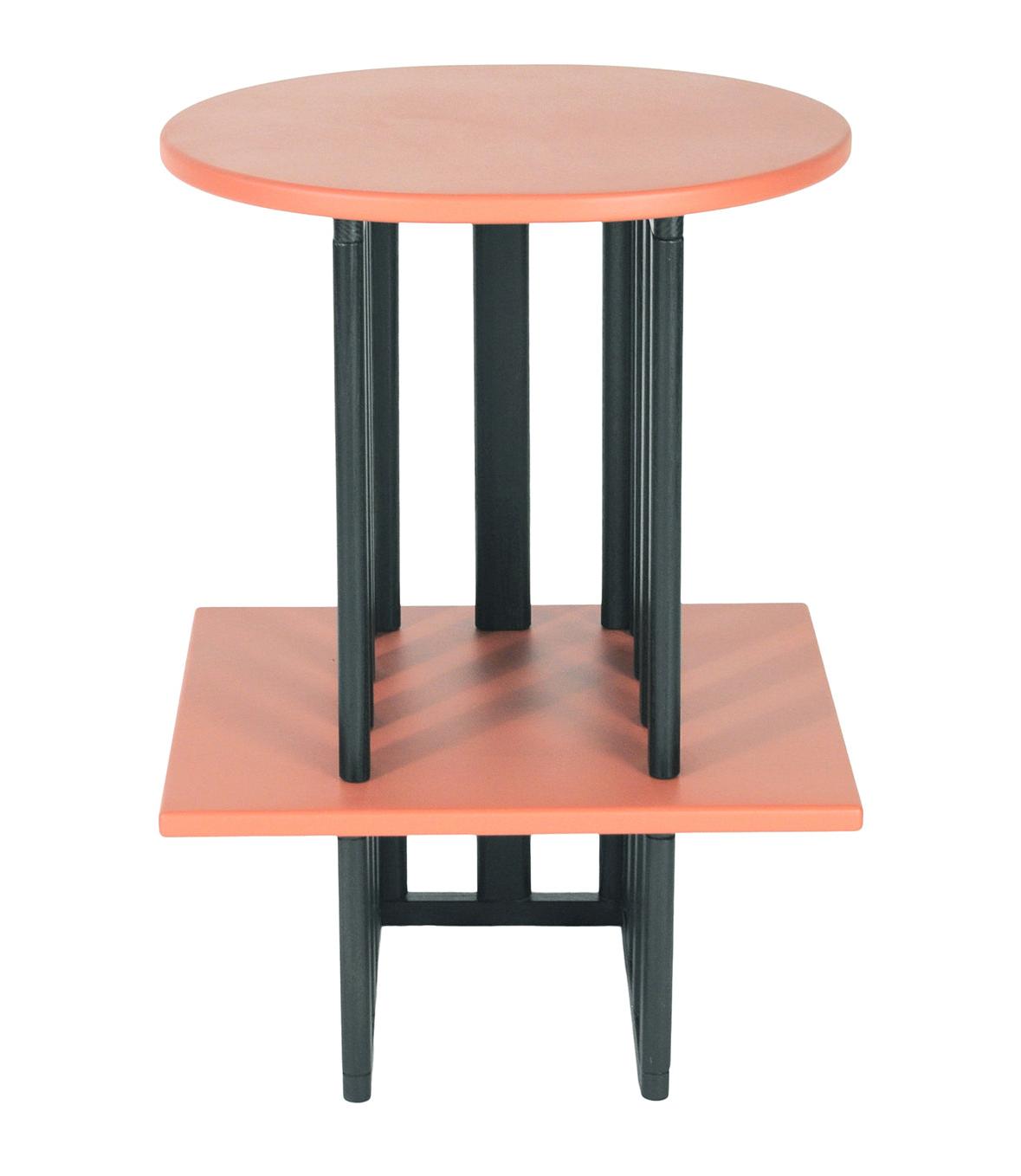 Tavolino Laterale Rosa e Nero in Legno