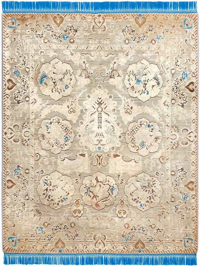 Tappeto Annodato Dragon Blu/Beige | Misura: 274 × 365 cm
