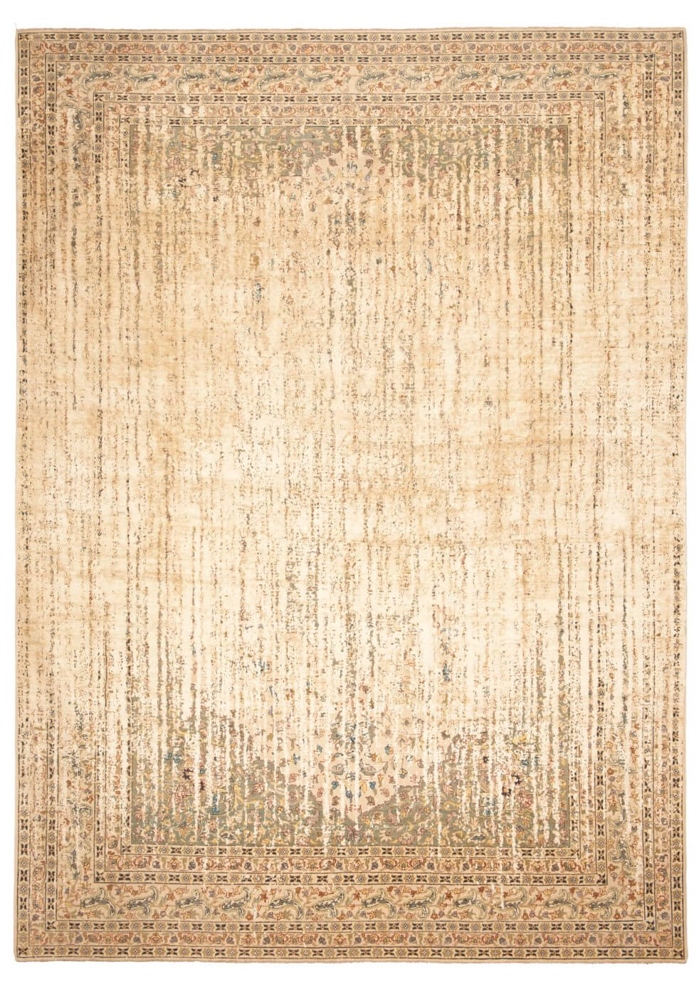 Tappeto Tabriz Park Doppio Vendetta Nero Beige Seta | Misura: 200 × 300 cm
