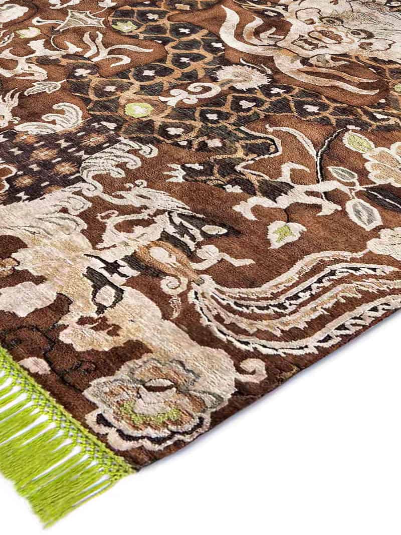 Tappeto Annodato Dragon Verde/Beige | Misura: 250 × 300 cm