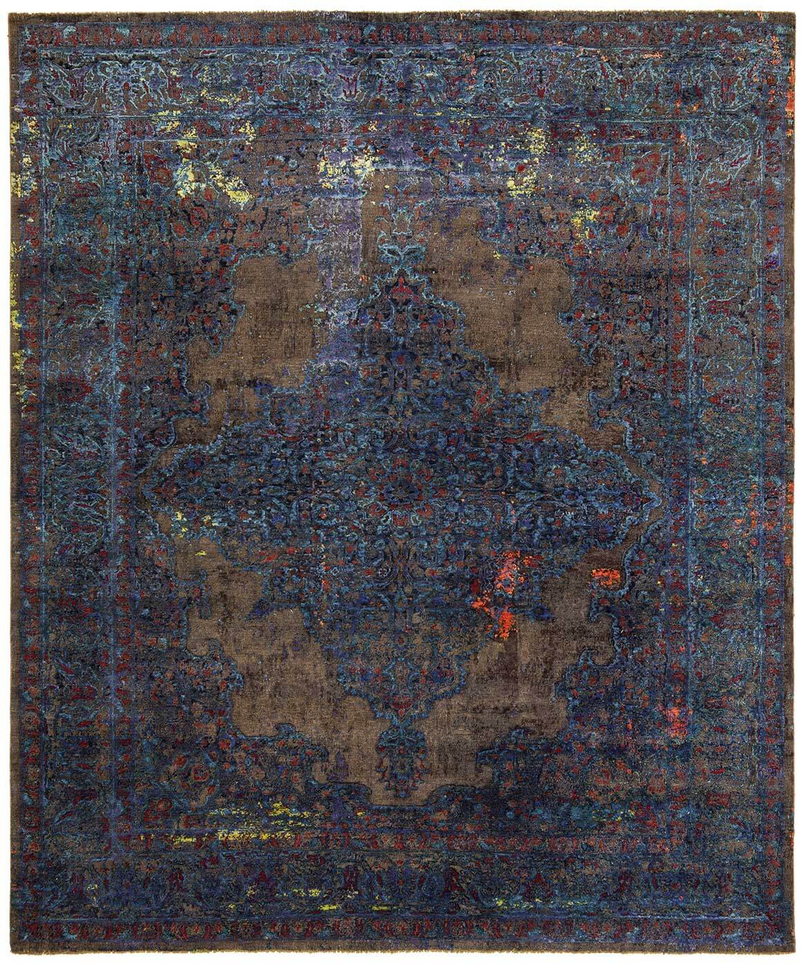Tappeto Tabriz Artwork 8 Marrone Blu Seta