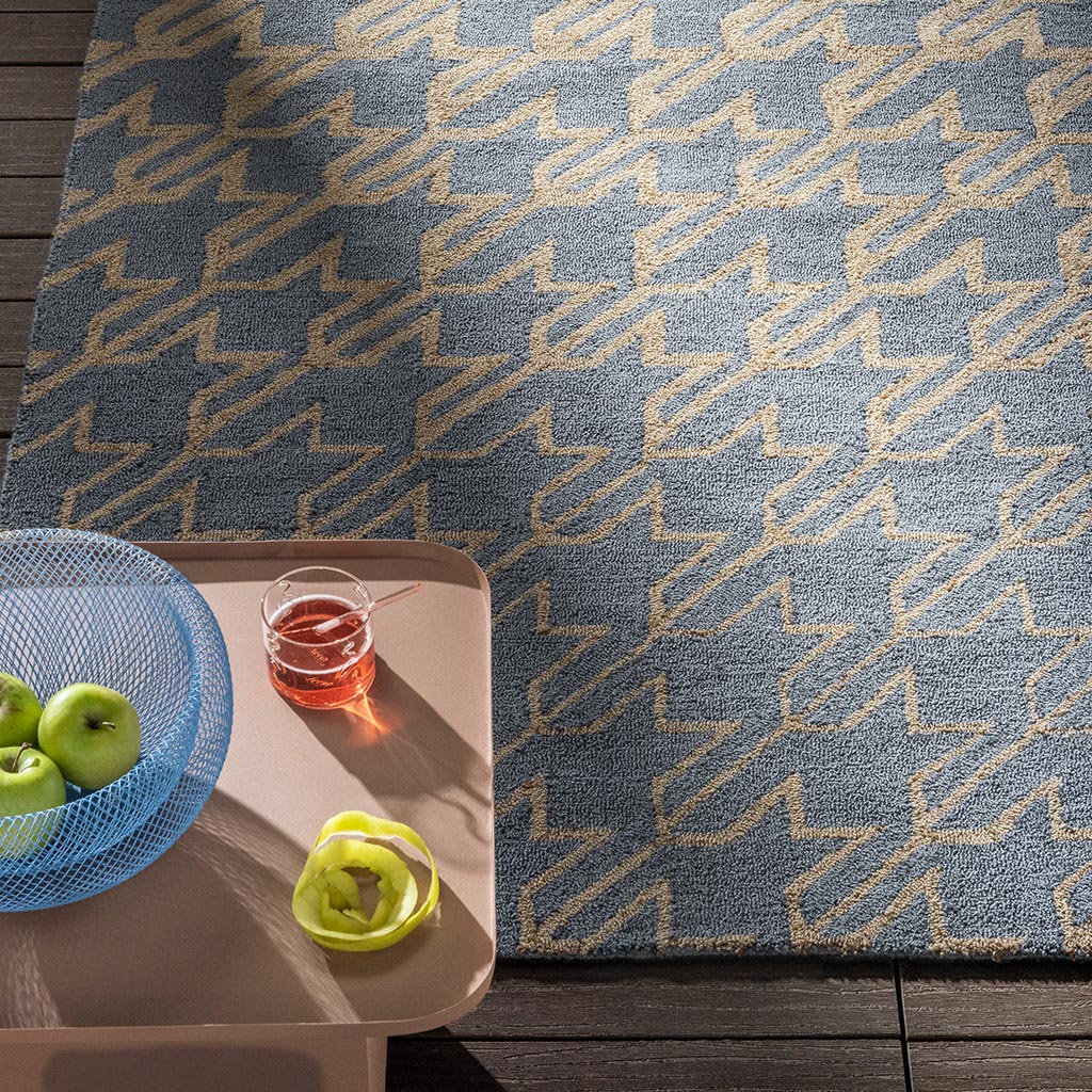 Tappeto TB Houndstooth Blu Acqua Per Esterni