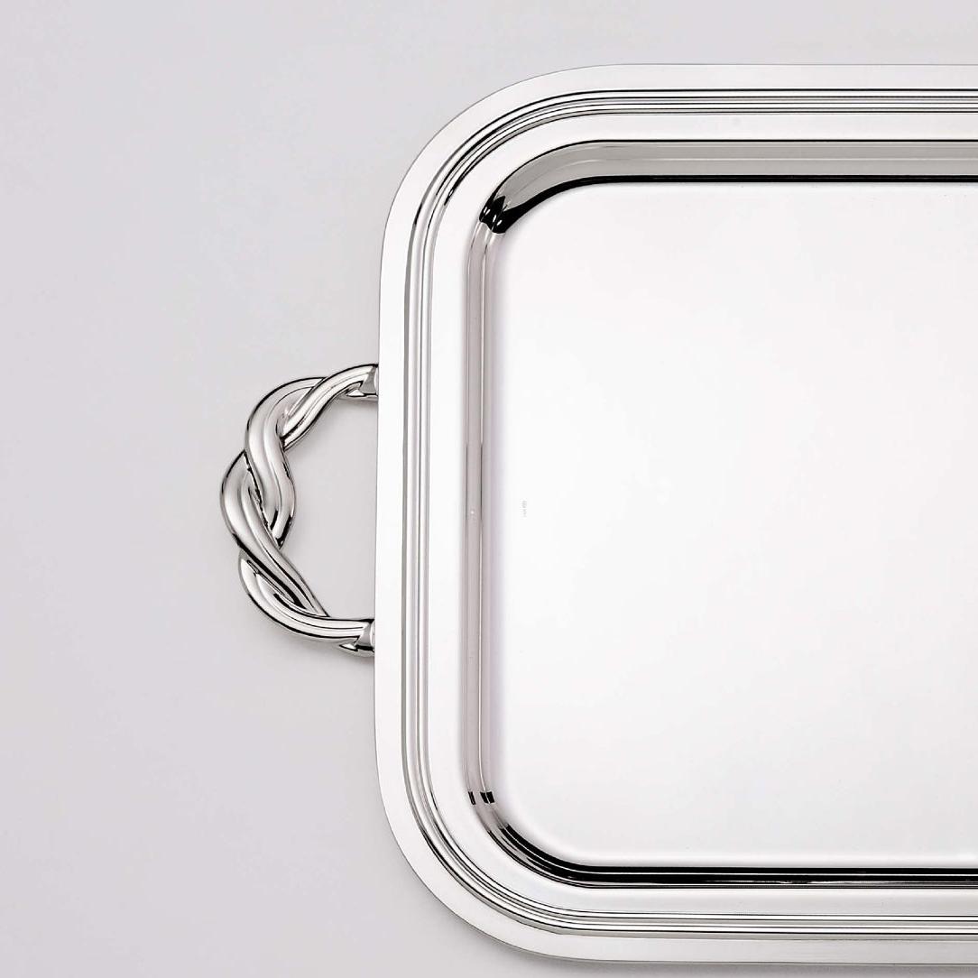 Vassoio Rettangolare Con Manici In Argento | Dimensioni: 32 × 44 cm