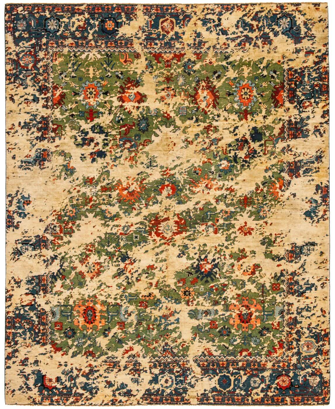 Tappeto Bidjar Kingscross Double Sky Verde Ps3 Seta | Misura: 300 × 400 cm