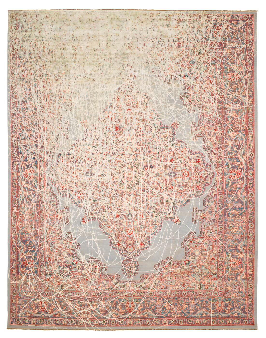 Tappeto Tabriz Tohuwabohu Grigio Argento Seta | Misura: 200 × 300 cm