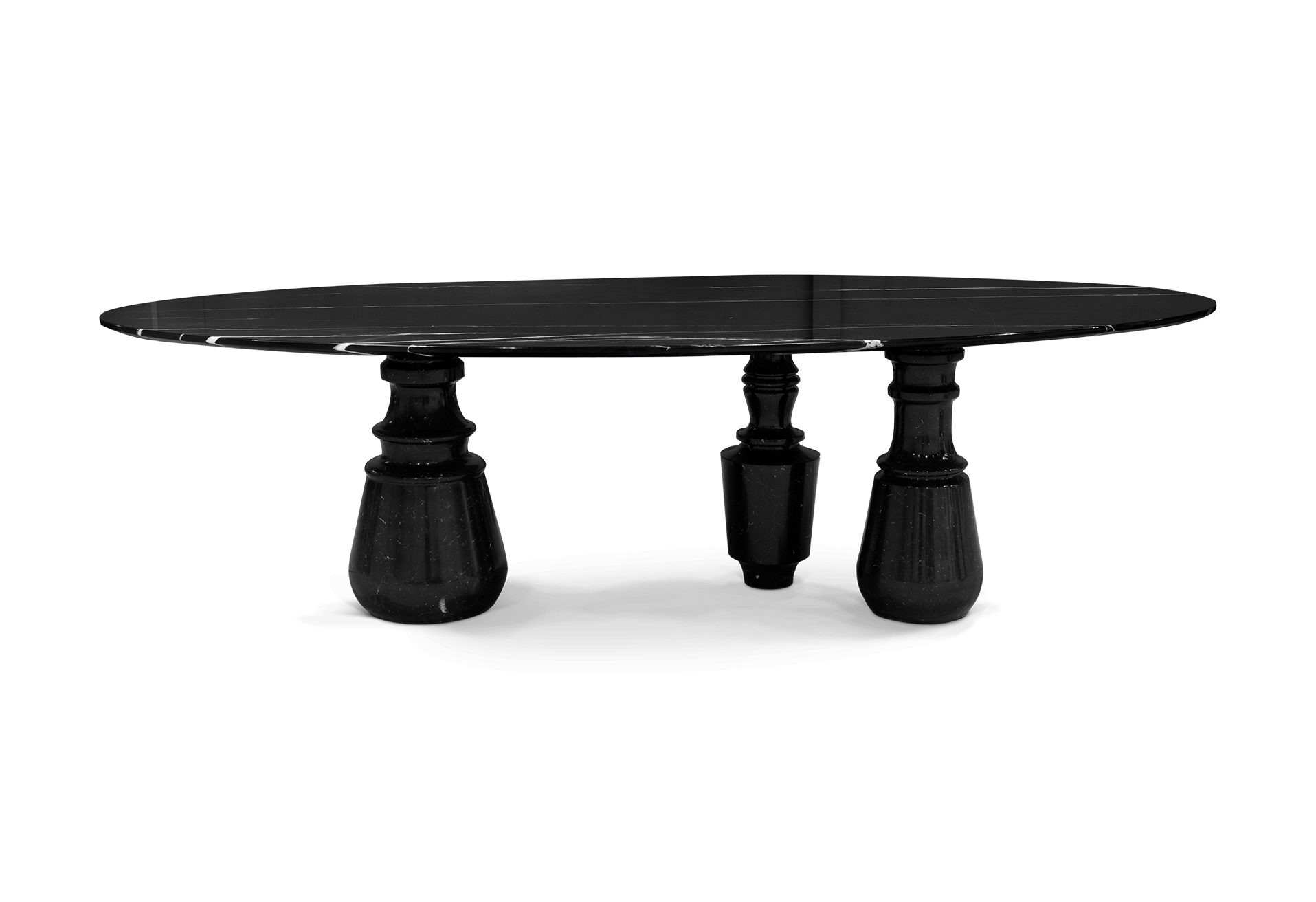 Tavolo Ovale XL in Marmo Nero Marquina Obsidian Tavolo Ovale XL in Marmo Nero Marquina Obsidian