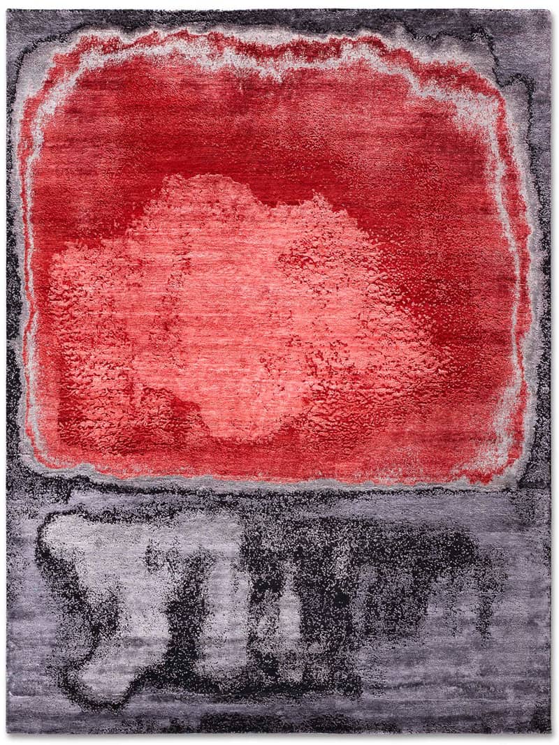 Tappeto Tessuto Rosso e Argento | Misura: 300 × 400 cm