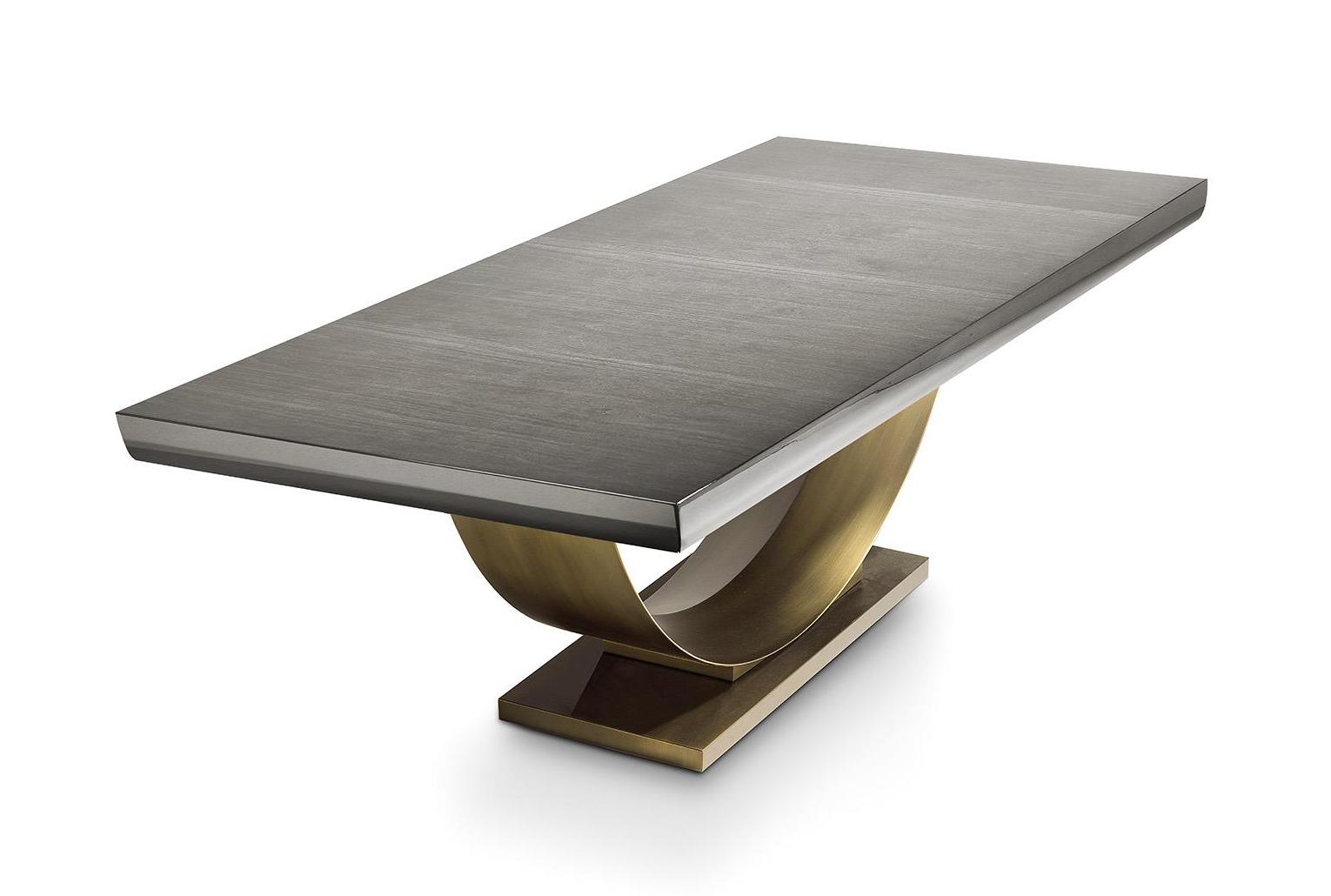 Tavolo Fisso Top Lucido Base Bronzo