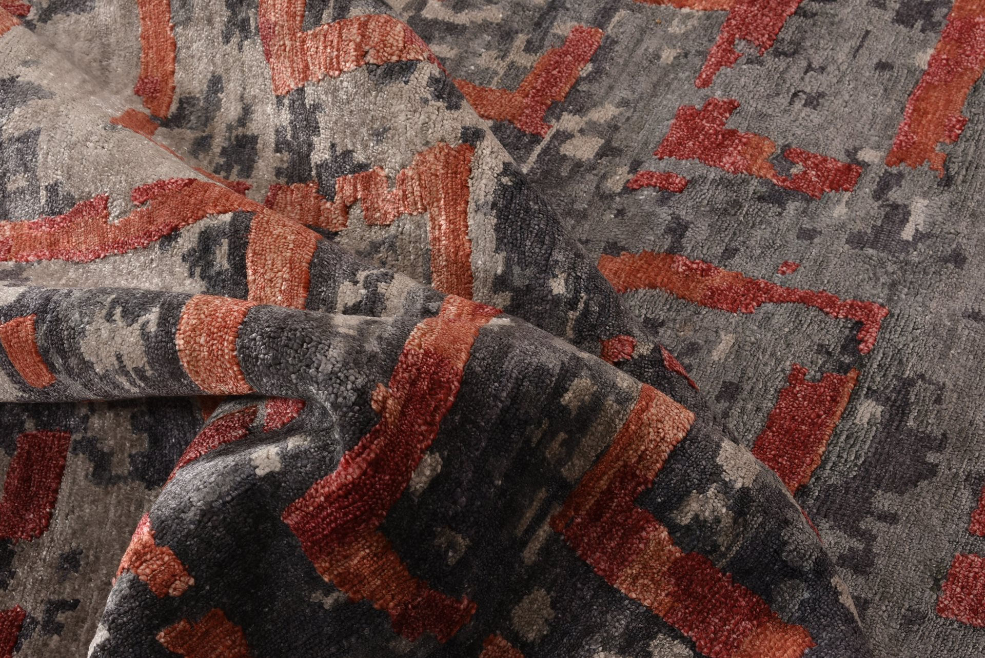 Tappeto Seta Bambù India Astratto 8