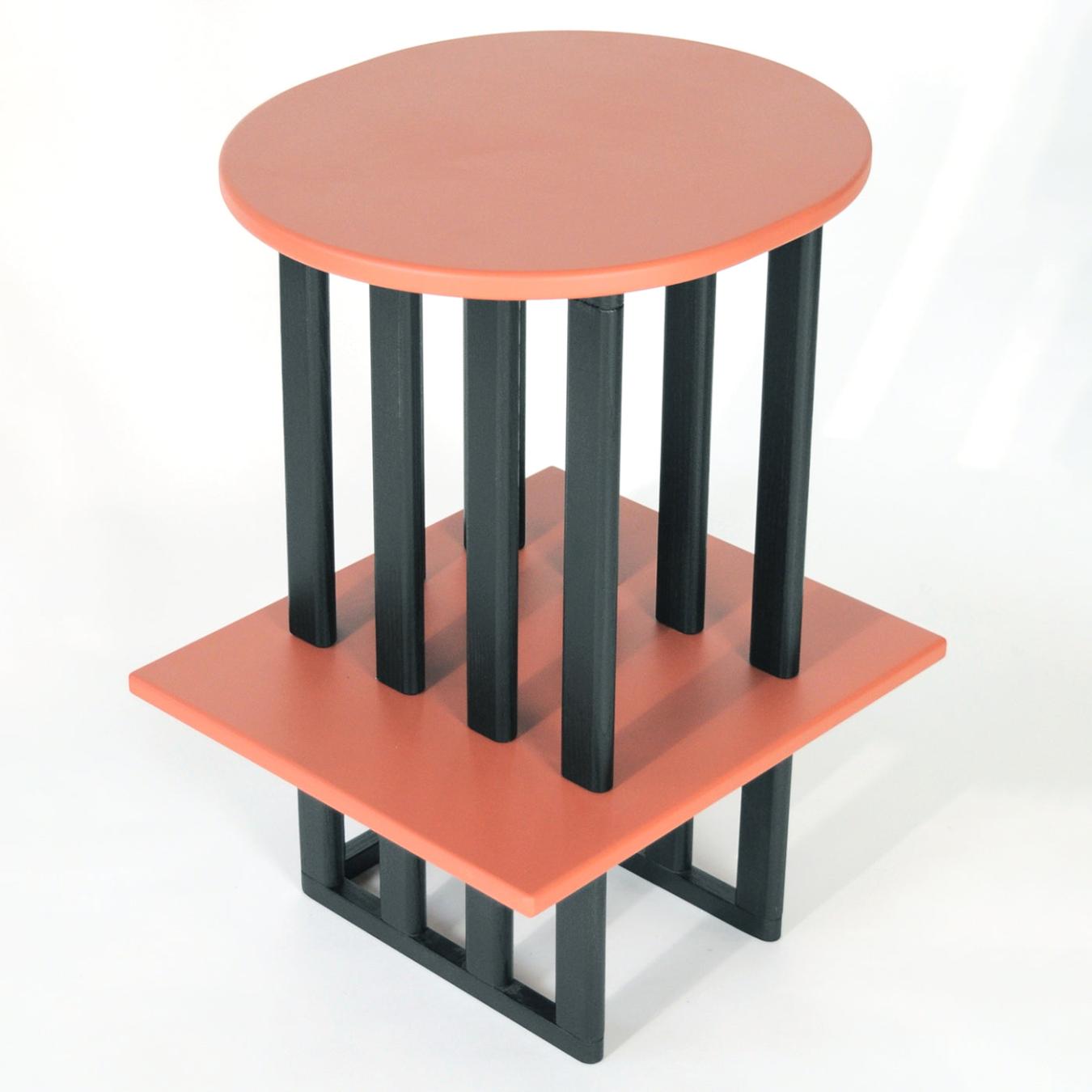 Tavolino Laterale Rosa e Nero in Legno