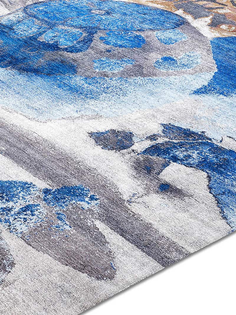 Tappeto Tessuto Blu/Limone