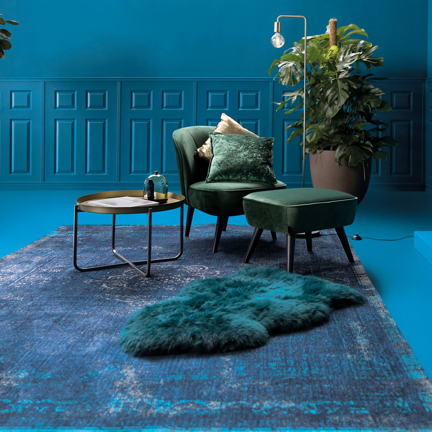 Tappeto Stile Vintage Blu Notte 8254