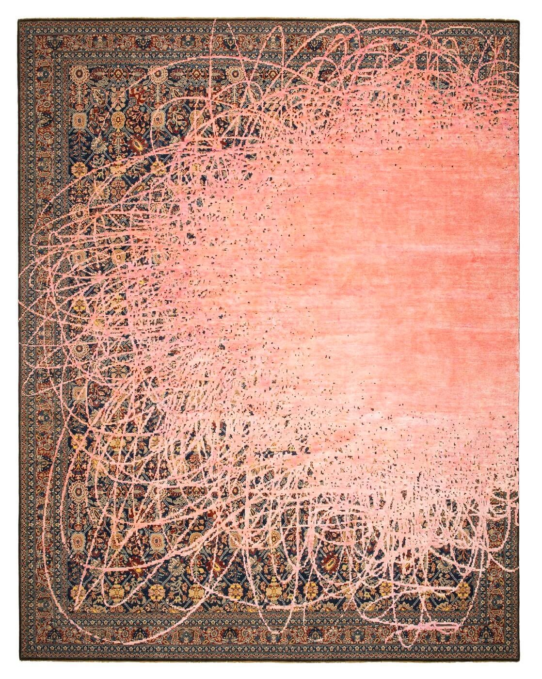 Tappeto Tabriz Buzz Navy Rosa Seta