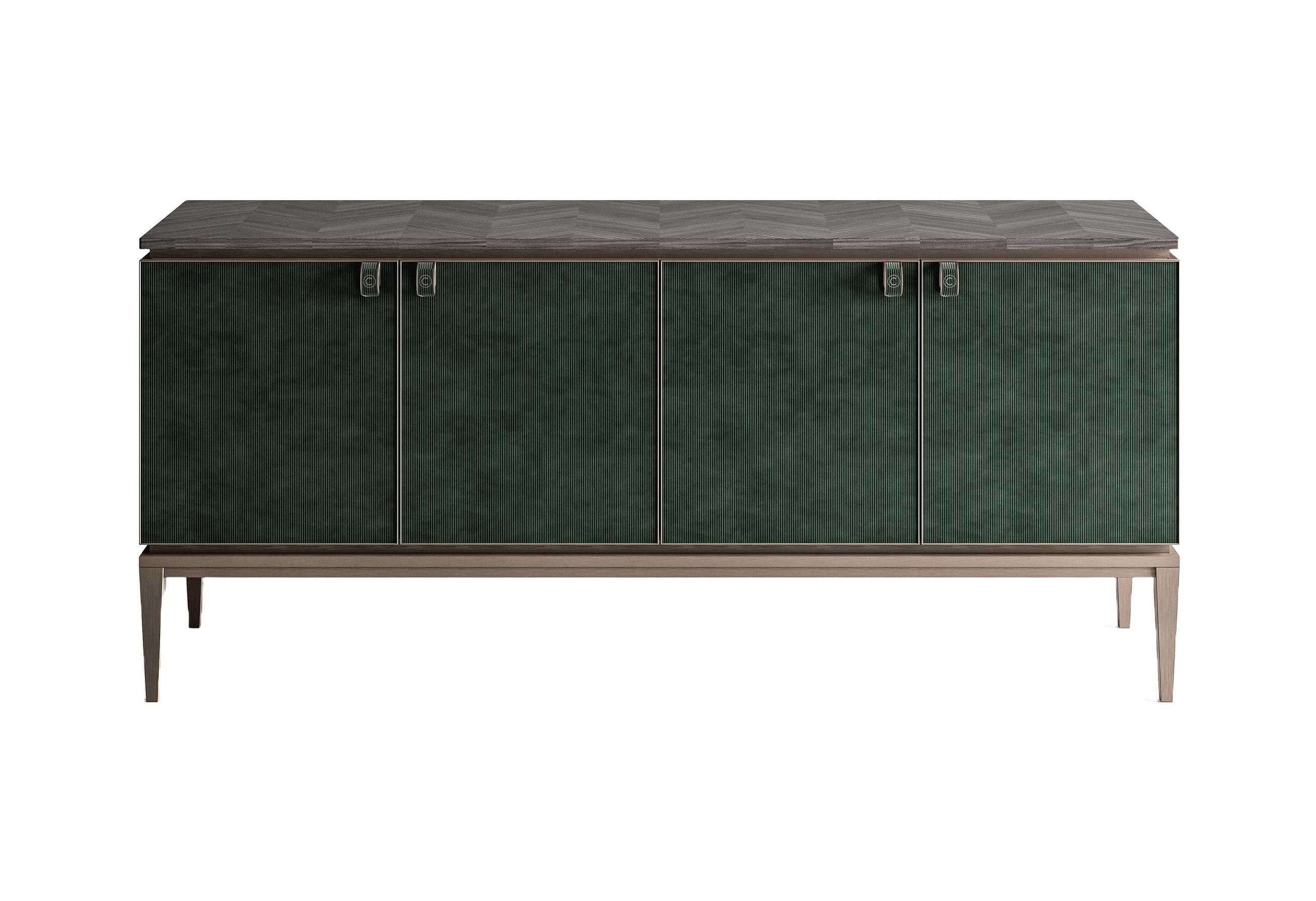 Credenza in Pelle Verde / Marrone Credenza in Pelle Verde / Marrone