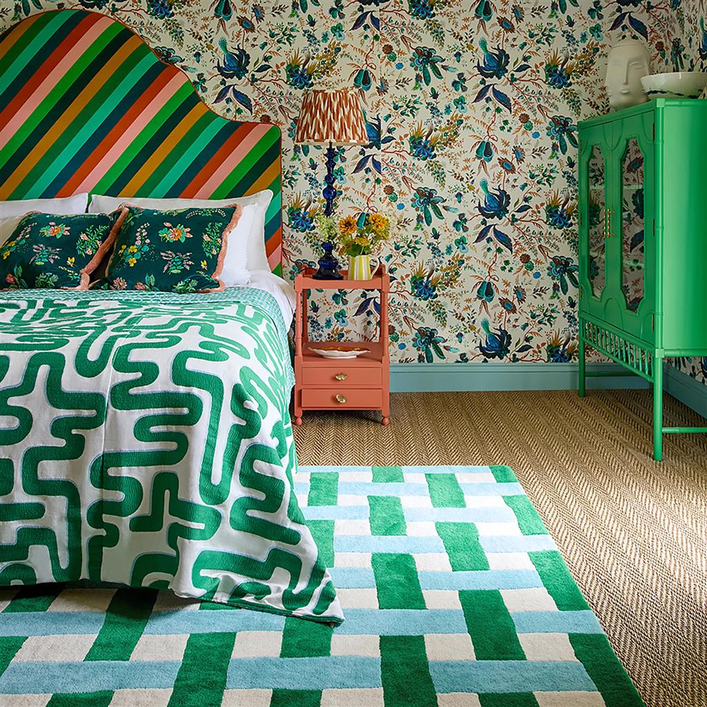 Tappeto Intreccio Cestino Smeraldo/Acquamarina