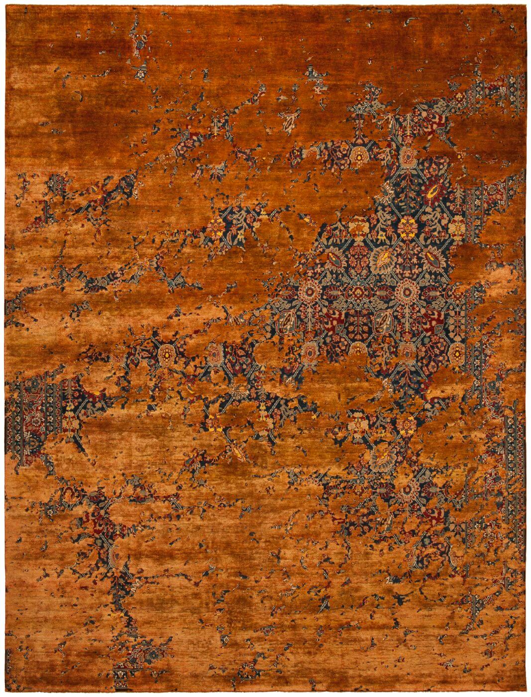 Tappeto Tabriz Canal Blu Navy Marrone Seta