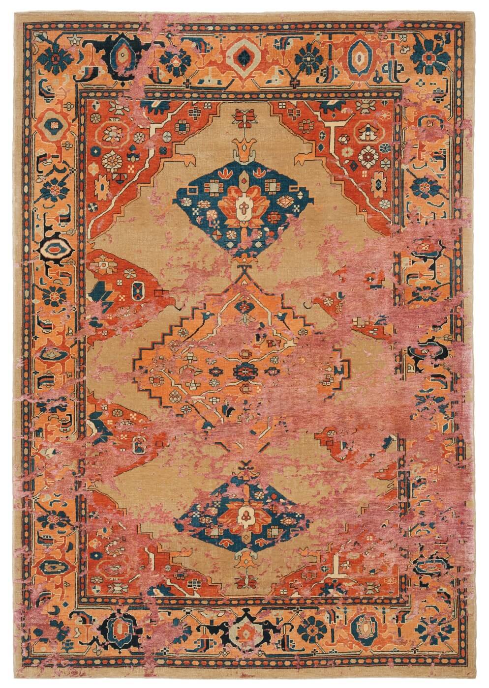 Tappeto Serapi Kingsbury Sky Giallo Rosa Seta | Misura: 300 × 400 cm