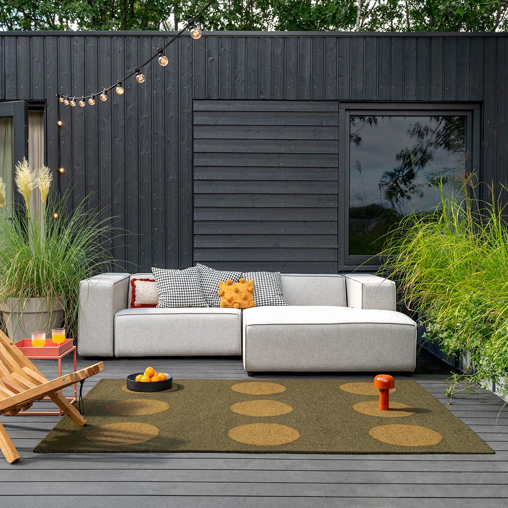 Tappeto Habitat Festival Dots Verde Oliva Per Esterni | Misura: 140 × 200 cm
