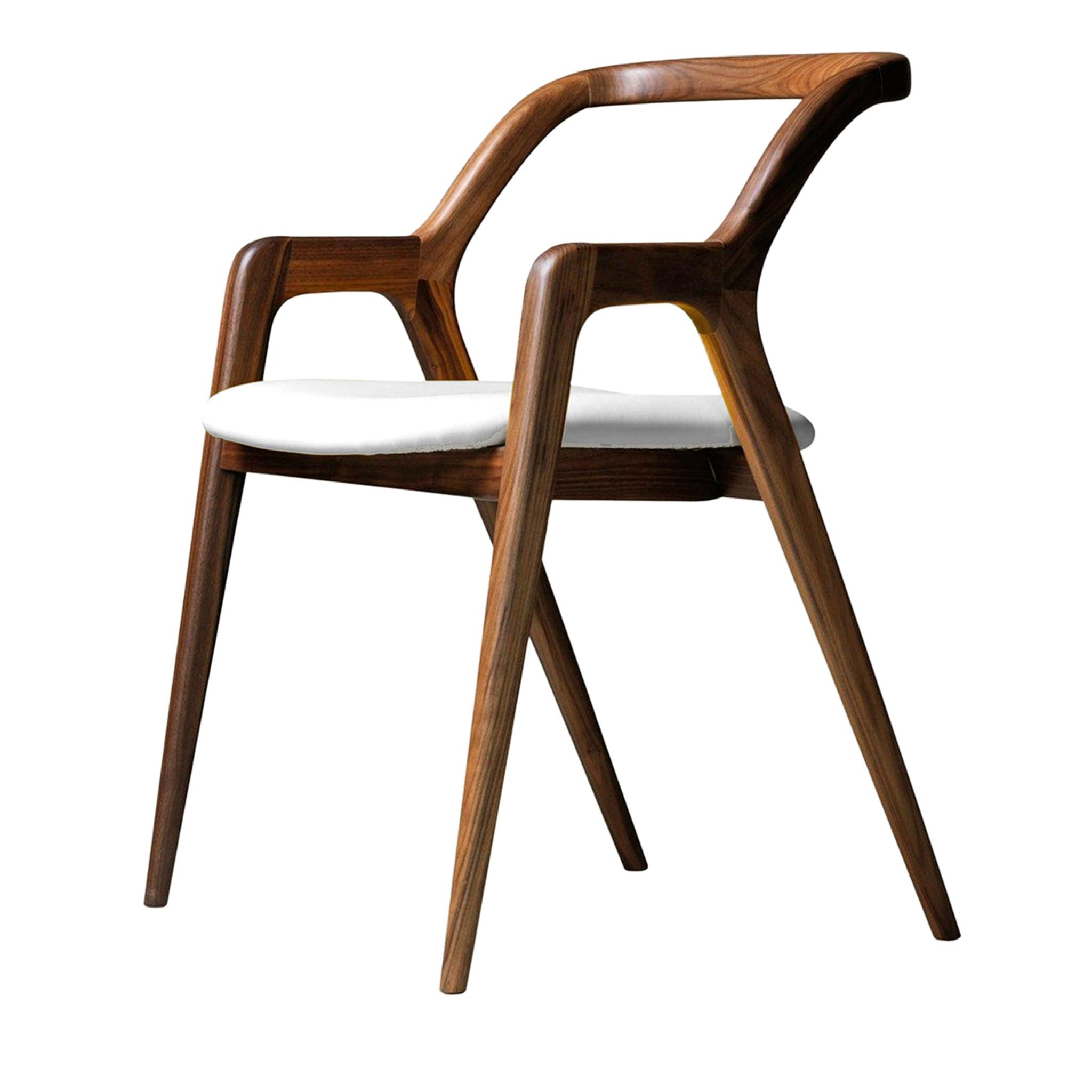 Sedia In Breve Noce Naturale | Rivestimento: Leather PANDORA 602