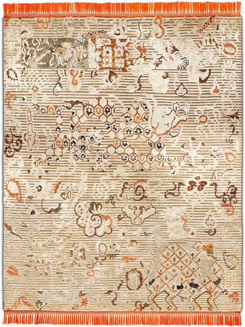 Tappeto Annodato Dragon Arancio/Beige | Misura: 274 × 365 cm