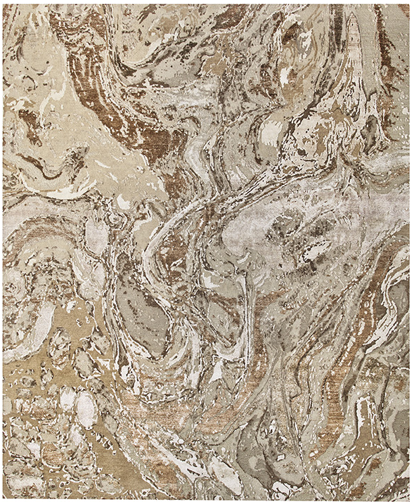 Tappeto Astratto Beige/Marrone Annodato