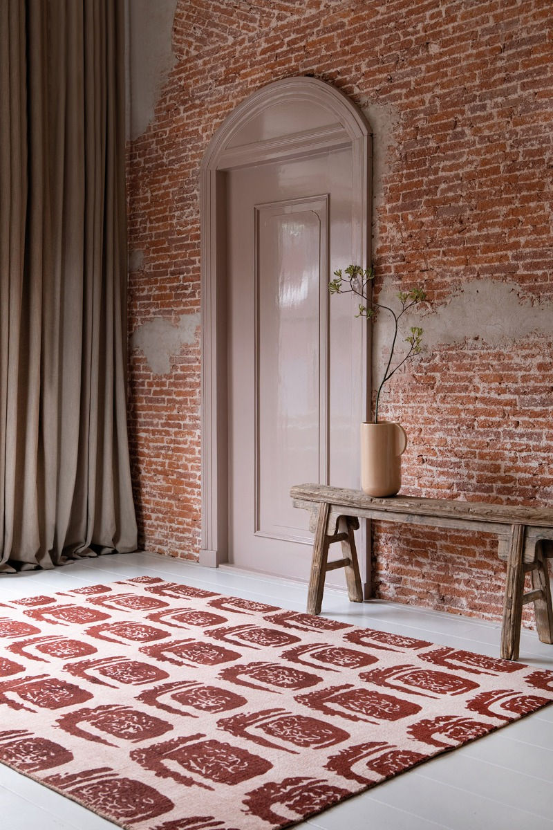 Tappeto Woodblock Rosso
