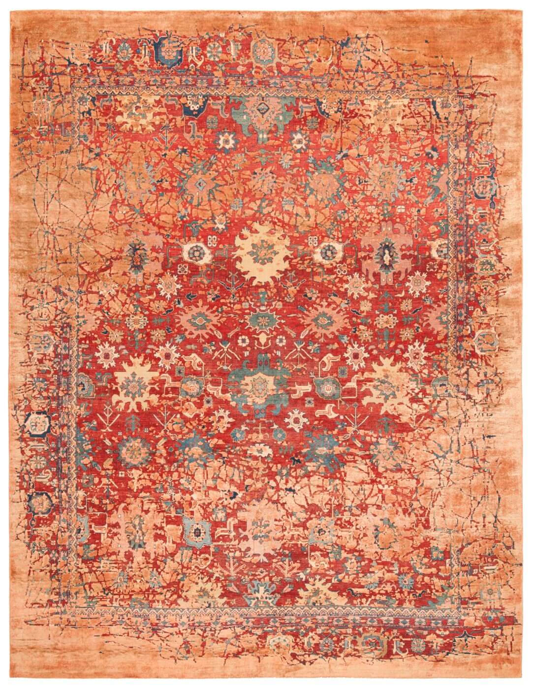 Tappeto Bidjar Kingscross Pleasure Rosso Arancione Seta | Misura: 200 × 300 cm