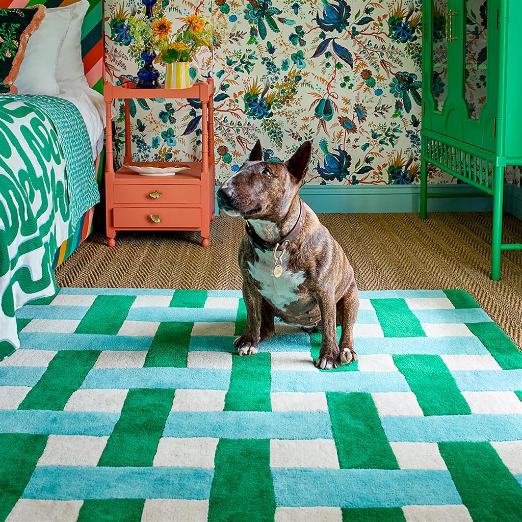 Tappeto Intreccio Cestino Smeraldo/Acquamarina