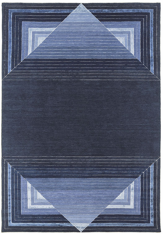 Tappeto Geometrico Blu Lana Viscosa Tappeto Geometrico Blu Lana Viscosa