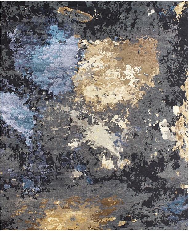 Tappeto Astratto Blu/Grigio/Oro Tappeto Astratto Blu/Grigio/Oro