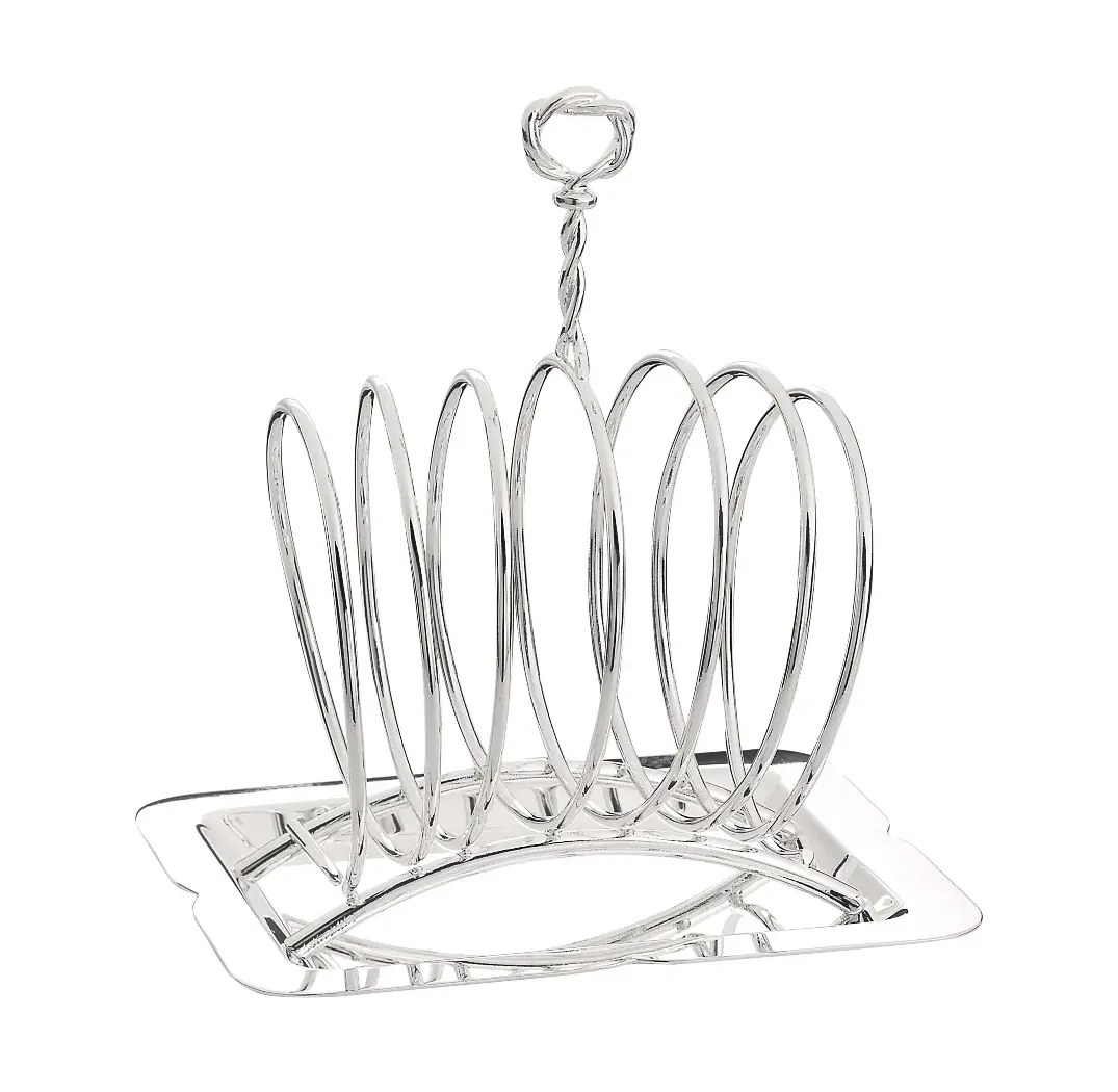 Porta Toast Con Piatto In Argento