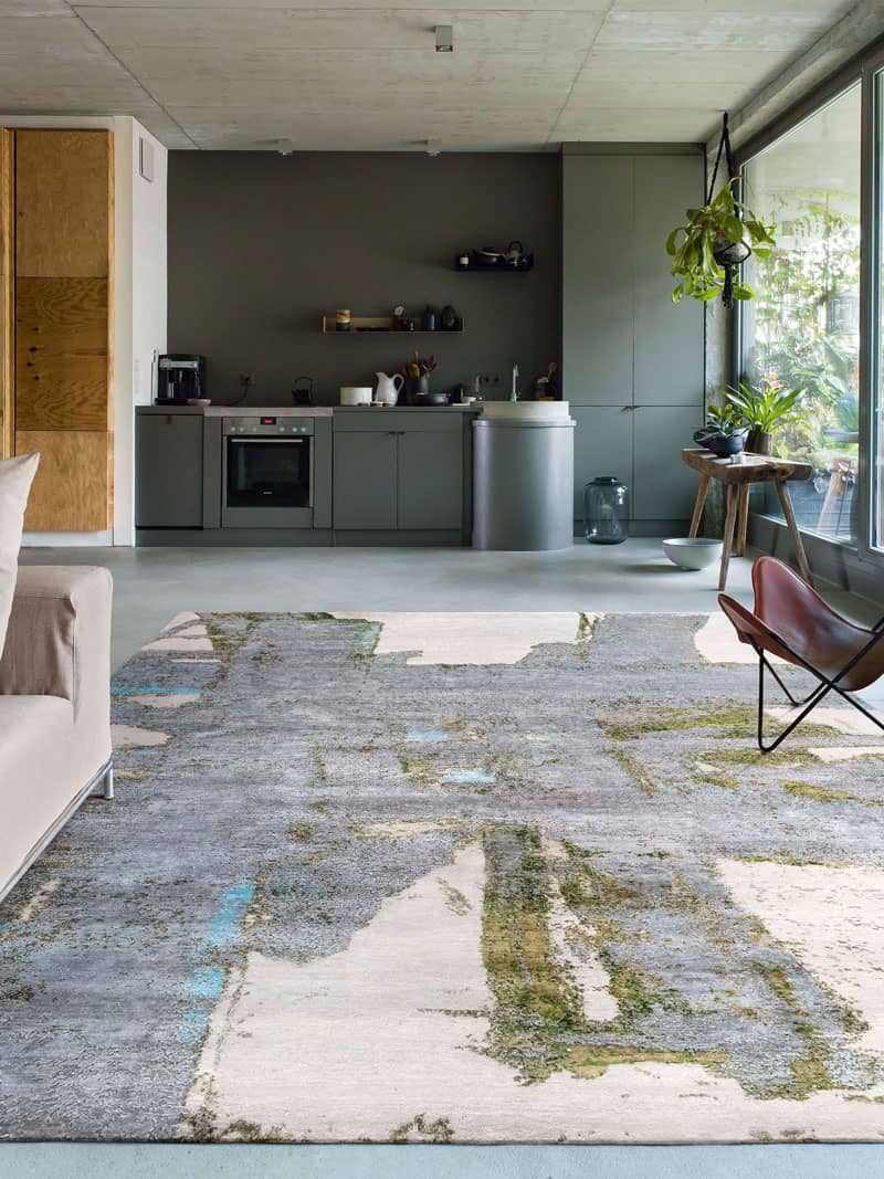 Tappeto Tessuto Verde/Ruggine