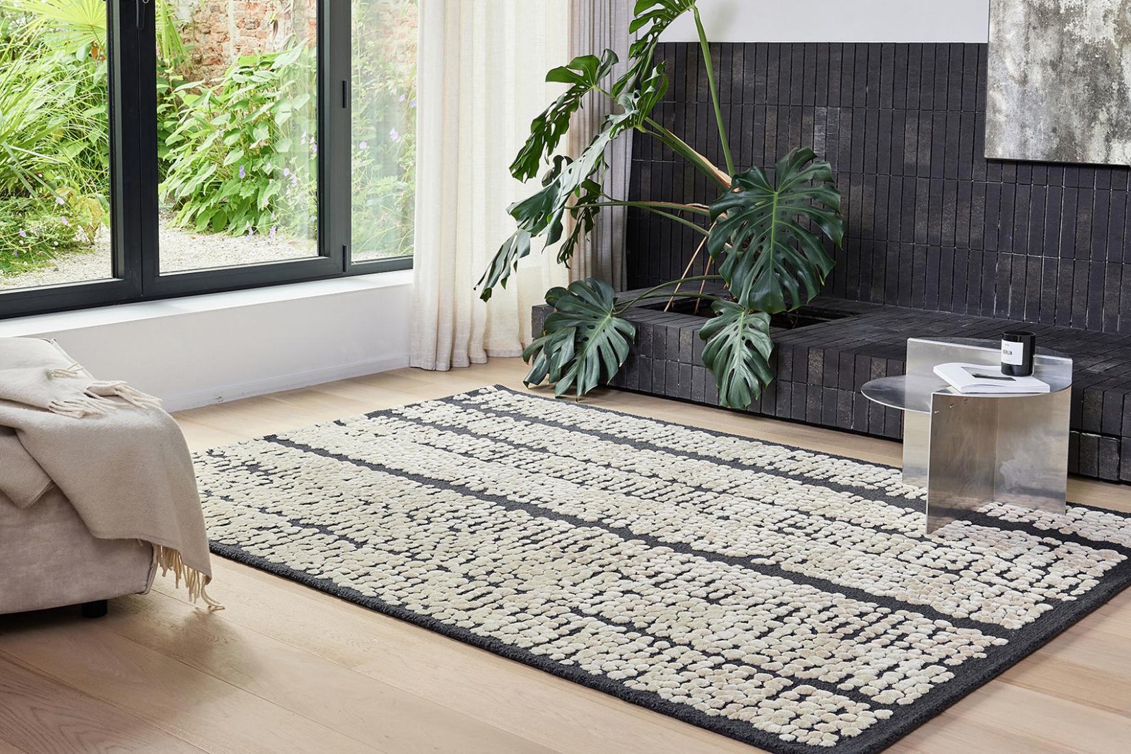 Tappeto Pad Linen Nero | Misura: 170 × 240 cm