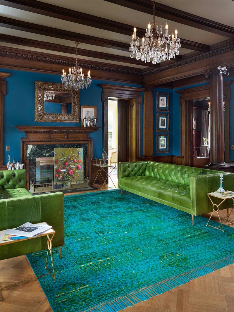Tappeto Lusso Blu/Verde Elettrico