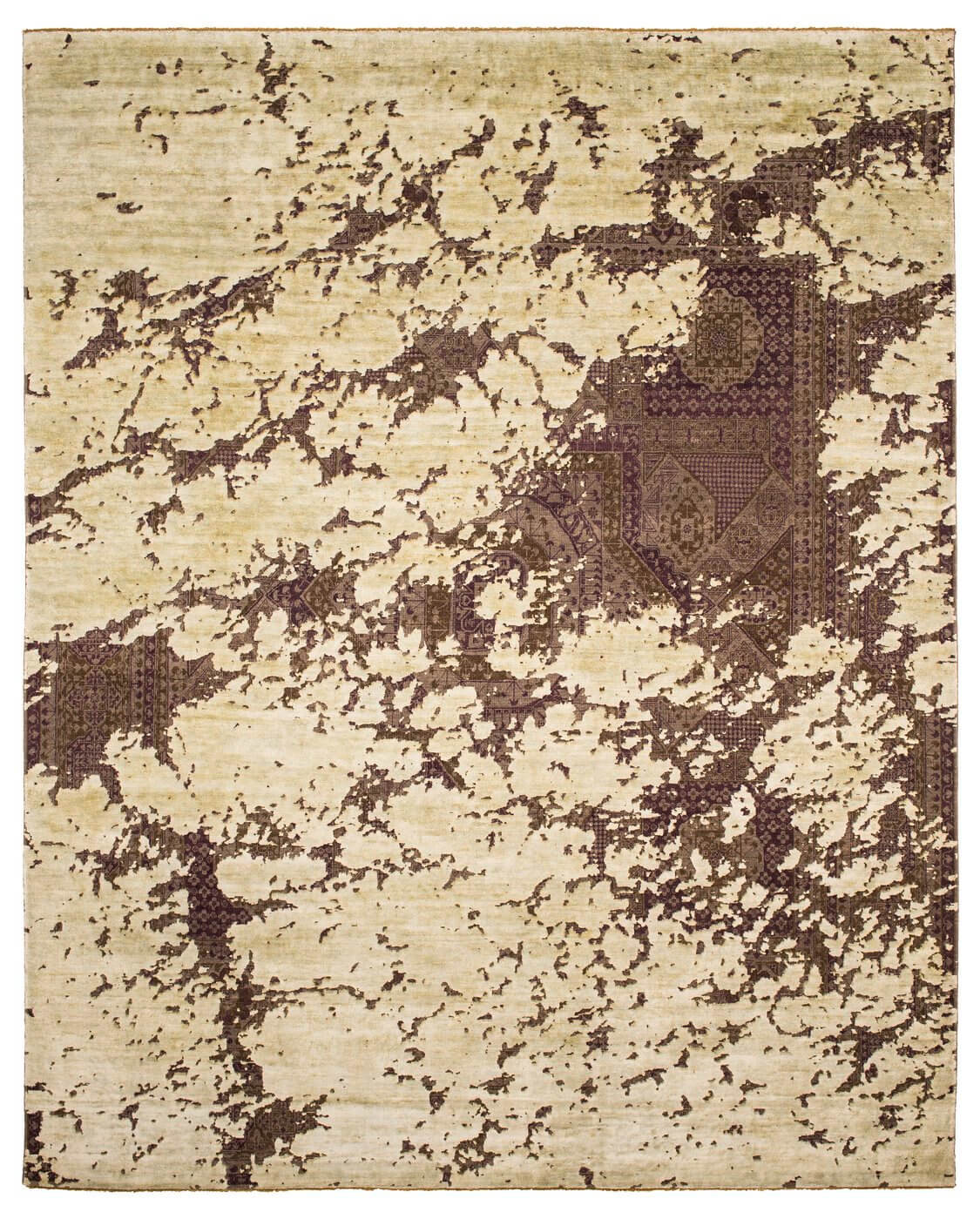 Tappeto Mamluk Temple Aerial Grigio Grigio Argento Seta