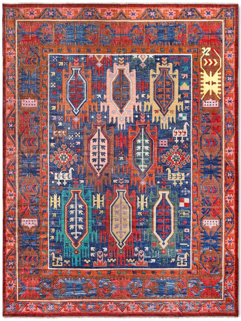 Tappeto Lusso Flat Blu/Rosso