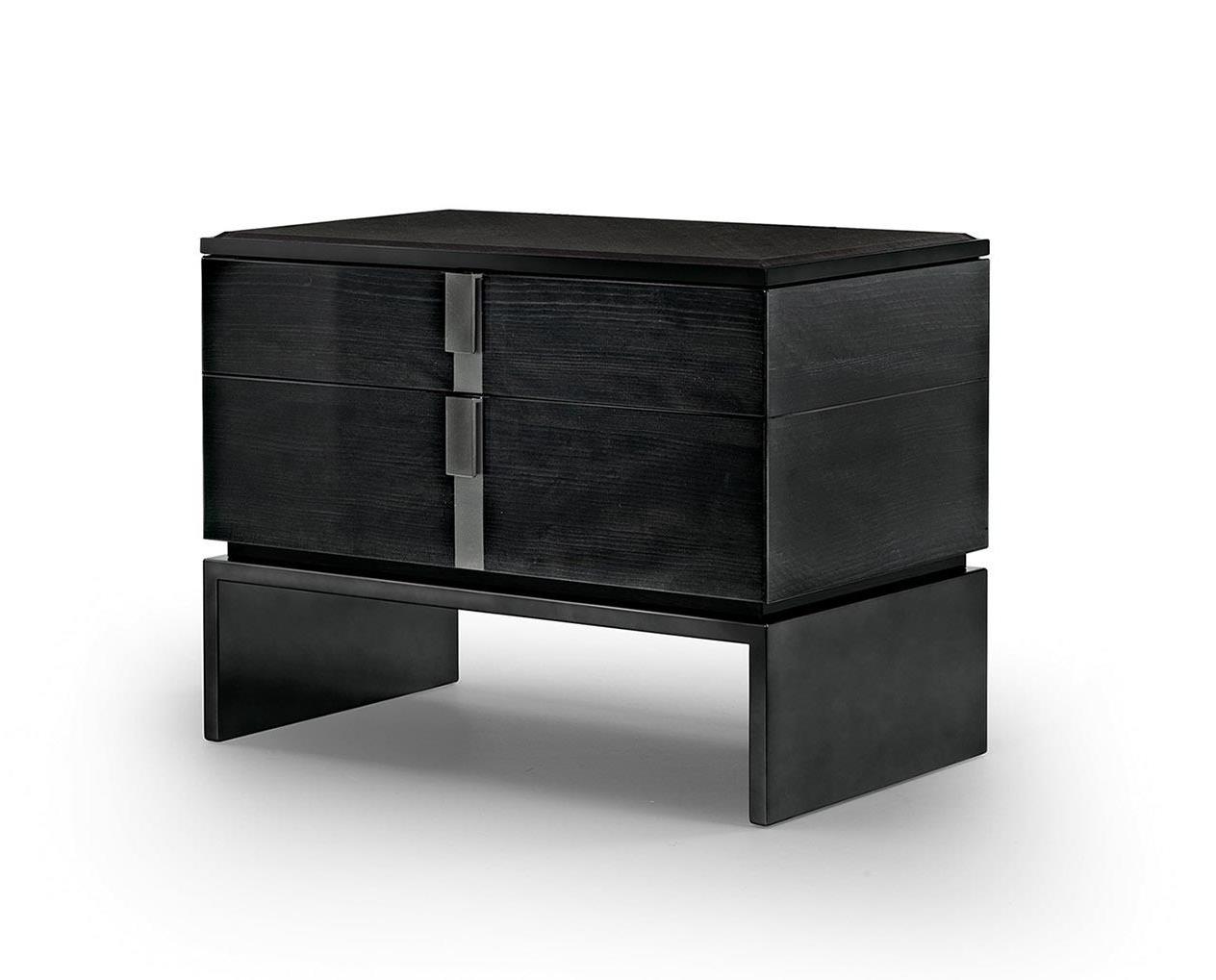 Comodino Nero 2 Cassetti