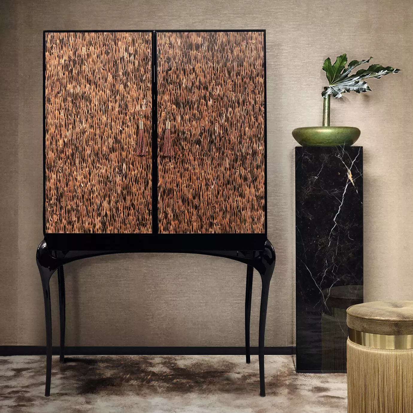 Allure Mobile Bar Piume Dorate