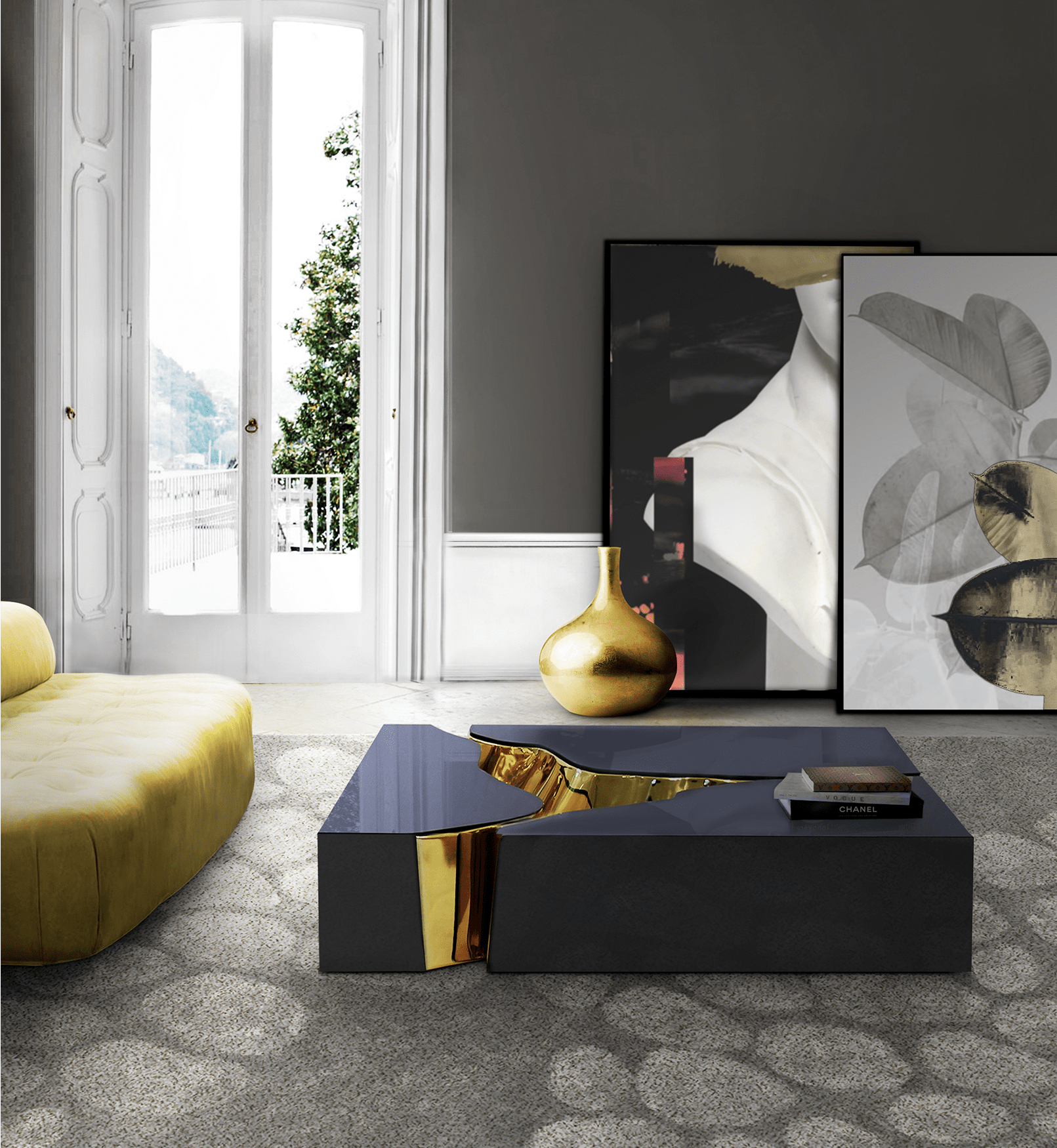 Tavolo Centrale Nero / Oro Fissure Tavolo Centrale Nero / Oro Fissure