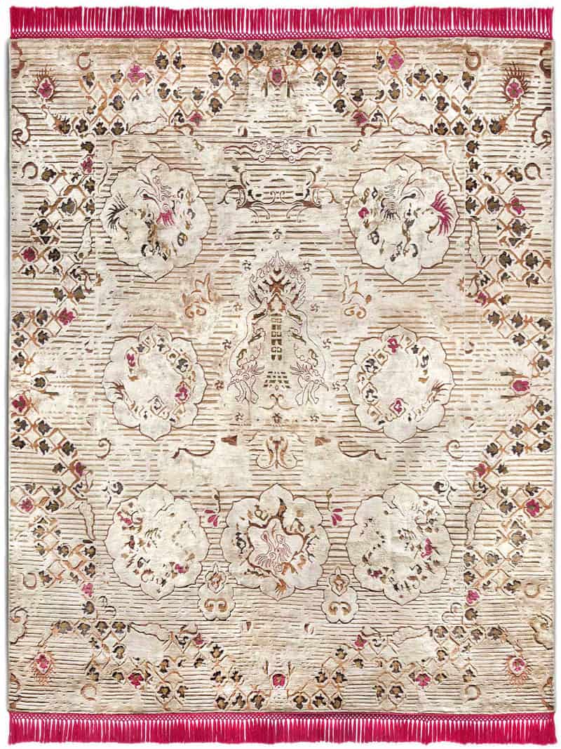 Tappeto Annodato Dragon Rosa/Beige | Misura: 250 × 300 cm