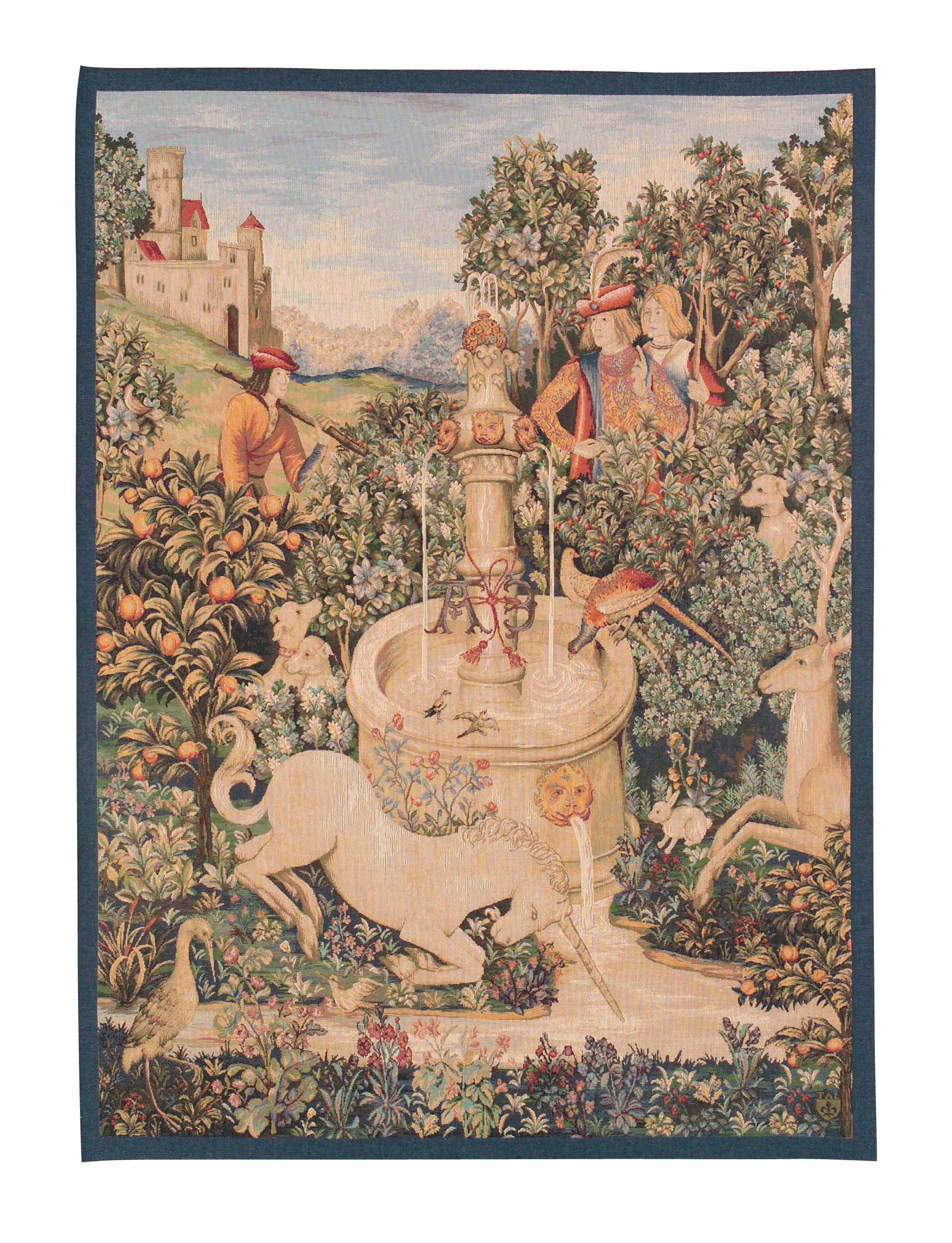 Arazzo Unicorno alla Fontana | Misura: 110 × 150 cm
